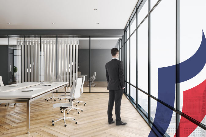 Businessman looking outside