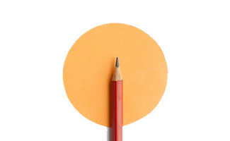 Pencils on yellow circle