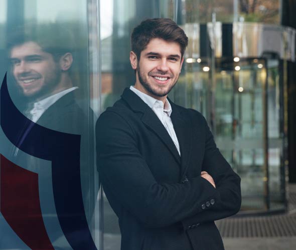 Businessman smiling in office